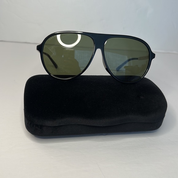 💯 - New - GUCCI GG0829SA 002 aviator sunglass black and ruthenium frame with… - Picture 11 of 16